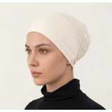 Alivascarf Geçmeli Bone Önü Dikişsiz Kaymaz Lastikli Kadın Tesettür Pratik Geçme Iç Bone - Standart - Krem