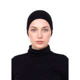Alivascarf Geçmeli Siyah Bone Önü Dikişsiz Kaymaz Lastikli Kadın Tesettür Pratik Geçme İç Bone
