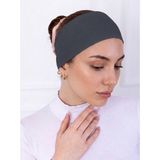 Alivascarf Kaymayan Silikonlu Bandana Bone Antrasit - Kadın Tesettür Dikişsiz Kaymaz Geçme - Sportif Saç Bandı - Standart - Antrasit - Gri