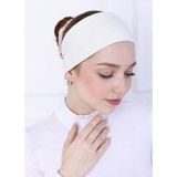 Alivascarf Kaymayan Silikonlu Bandana Bone Ekru - Kadın Tesettür Dikişsiz Kaymaz Geçme - Sportif Saç Bandı - Standart