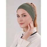 Alivascarf Kaymayan Silikonlu Bandana Bone Haki - Kadın Tesettür Dikişsiz Kaymaz Geçme - Sportif Saç Bandı - Standart