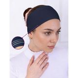 Alivascarf Kaymayan Silikonlu Bandana Bone Lacivert - Kadın Tesettür Dikişsiz Kaymaz Geçme - Sportif Saç Bandı - Standart