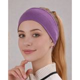 Alivascarf Kaymayan Silikonlu Bandana Bone Mor - Kadın Tesettür Dikişsiz Kaymaz Geçme - Sportif Saç Bandı - Standart