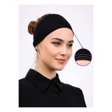 Alivascarf Kaymayan Silikonlu Bandana Bone Siyah - Kadın Tesettür Dikişsiz Kaymaz Geçme - Sportif Saç Bandı