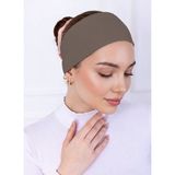 Alivascarf Kaymayan Silikonlu Bandana Bone Sütlü Kahve- Kadın Tesettür Dikişsiz Kaymaz Geçme - Sportif Saç Bandı - Standart