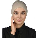 Alivascarf Pratik Boru Bone Geçmeli - Kaymaz Önü Dikişsiz Kadın Tesettür Hazır Iç Bone Bej - Standart