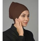 Alivascarf Pratik Boru Bone Geçmeli - Kaymaz Önü Dikişsiz Kadın Tesettür Hazır Iç Bone Kahverengi - Standart