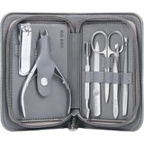 Alix Avien Küçük Seyahat Boy Çantalı 7'li Manikür Seti - Mini Travel Manicure Set - Gri