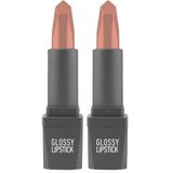 ALIX AVIEN Uzun Süre Kalıcı Yoğun Renk Veren Nemlendirici Parlak Ruj - Glossy Lipstick 302 Nude (2 paketi)