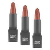 ALIX AVIEN Uzun Süre Kalıcı Yoğun Renk Veren Nemlendirici Parlak Ruj - Glossy Lipstick 309 Peach Nude (3 paketi)