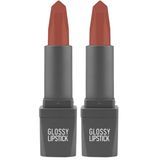 ALIX AVIEN Uzun Süre Kalıcı Yoğun Renk Veren Nemlendirici Parlak Ruj - Glossy Lipstick 310 Spicy Terracotta (2 paketi)