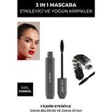 Alix Avien Yoğun Siyahlık & Hacim Veren 3 in 1 Maskara - Uzatma Etkili Büyük Boy - Black