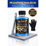 ALİYAMİS Altın Gümüş Çelik Bakır Pirinç Temizleme Ve Parlatma Bakım Seti 100 ml Eldiven Bez Cımbız Hediye