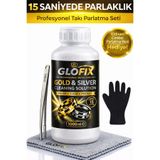 ALİYAMİS Altın Gümüş Çelik Bakır Pirinç Temizleme Ve Parlatma Bakım Seti 1000 ml Eldiven Bez Cımbız Hediye
