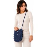 Aliye Şeker Pembe / Pastel Leylak / Indigo Lacivert Çapraz Askılı El Yapımı Örgü Kadın Postacı Çanta - İndigo - Lacivert