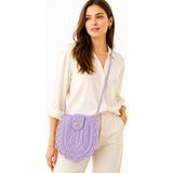Aliye Şeker Pembe / Pastel Leylak / Indigo Lacivert Çapraz Askılı El Yapımı Örgü Kadın Postacı Çanta - Pastel Lila