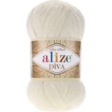 Alize ( 5 Adet ) Diva 62 Açık Krem El Örgü Iplikleri Yelek Bluz Tunik Ipliği Supla Şal Ipi