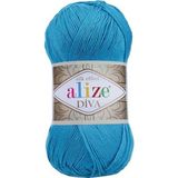 Alize 5 Adet Diva Merserize Ince Ip Yazlık Bikini Bustiyer Bluz Örgü Ipi 245 Turkuaz Mavi - 004 - Krem