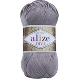 Alize 5 Adet Diva Merserize Ip Yazlık Bikini Bustiyer Bluz Örgü Ipi 348 Füme - 126 Gri