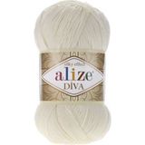 Alize 5 Adet Diva Merserize Ip Yazlık Bikini Bustiyer Bluz Örgü Ipi Açık Krem 62 - Renkli