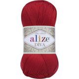 Alize 5 Adet Diva Merserize Ip Yazlık Bikini Bustiyer Bluz Örgü Ipi Kırmızı 106 - Renkli