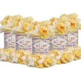 Alize (5 Adet ) Puffy Color El Örgü Ipliği 5'li Paket - 5921 Sarı - 100 Gr. 9 Mt. Parmak Örgü Ipi
