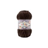 Alize ( 5 Adet ) Velluto Kadife El Örgü Ipi 5'li Paket (5X100 GR) 26 Koyu Kahve 100 gr 68 Metre