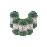 Alize ( 5 Adet ) Velluto Kadife El Örgü Ipi 5'li Paket (5X100 GR) 532 Çam Yeşili 100 gr 68 Metre