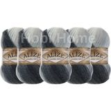 Alize Angora Gold Batik Örgü Ipi 5’li Paket RENK:1900 | Renk Geçişli, Yumuşak Dokulu, Şal, Atkı ve Kazak Ipliği - multicolor 1900