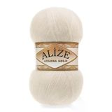 Alize Angora Gold Simsiz Örgü İpi - Krem - 5'Li Paket - ( Renk Kodu : 01)