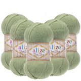 Alize Baby Best El Örgü İpi,%10 Bambu%90 Akrilik, 5'li Paket, 100g/240m, 4-5 Numara Şiş İçin, Hırka, Yelek ve Kazak Örgüsüne Uygun (138 Zeytin)