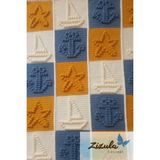 Alize Baby Best El Örgüsü Popcorn Denizci Konsept (Gemi-Çapa ve Yıldız) Bebek Battaniyesi 90 x 90 cm