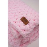 Alize Battaniye Panduf 2’li SET 100x100cm Pembe Kız Yenidoğan Kundak El Yapımı Puffy Örgü Organik Sertifika - 100 x 100 cm