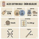 Alize Cotton Gold El Örgü Ipi - 1 Adet -%55 Pamuklu Amigurumi ve Bebek Yünü - Tüylenmez Yumuşak Doku - 100GR, 330 Metre (83 Bal Kabağı) - Standart - Çok Renkli