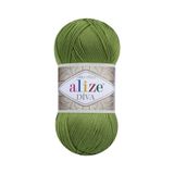 Alize Diva 210 (YEŞİL) Amigurumi El Örgü Ipi 1 Adet - (NORMAL ÖRGÜ IPLERİNE GÖRE DAHA INCE VE KÜÇÜKTÜR);