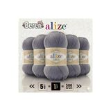 Alize Diva - 348 Demir Grisi - 5'li Paket - 100gr/350m - İlk bahar ve Yazlık bluz,ince hırka,yelek,şal,bebek battaniyesi,merserize ürünler