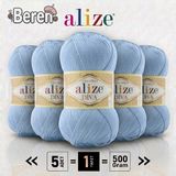 Alize Diva - 350 Deniz Mavisi - 5'li Paket - 100GR/350M - Parlak Merserize Yazlık Baharlık Örgü Ipi
