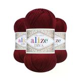 Alize Diva 57 (Bordo) Amigurumi El Örgü Ipi 5 Adet
