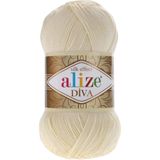 Alize Diva Merserize El Örgü Ipi Renk Kodu:01-Krem