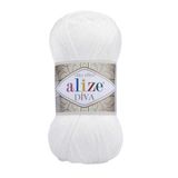 Alize Diva Merserize Görünümlü El Örgü İpliği 100 GR Renk 55 KAR BEYAZ