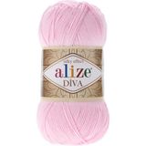 Alize Diva Merserize Ince El Örgü Ipi Yazlık Bluz Dantel Ipi 1 Adet - Bebek Pembesi 185
