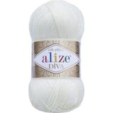 Alize Diva Merserize Ince El Örgü Ipi Yazlık Bluz Dantel Ipi 1 Adet - Beyaz