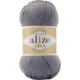 Alize Diva Merserize Ince El Örgü Ipi Yazlık Bluz Dantel Ipi 1 Adet - Duman 348