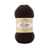 Alize Diva Merserize İnce İp Yazlık Bikini Bustiyer Bluz Örgü İpi 5 Adet (Kahverengi 26)