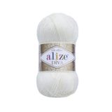 Alize Diva Merserize İnce İp Yazlık Bikini Bustiyer Bluz Örgü İpi 5 Adet (Şeker Beyazı 1055)
