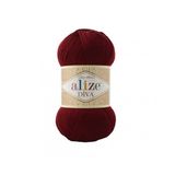 Alize Diva Merserize İnce Yazlık İp 1 Adet 57 Bordo