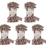 Alize Kabarık 5 x 100 g Örgü Yünü, 500 g Parmak Örgüsü - Yün Süper Hacimli, Döngü Yün, İğnesiz Örgü (Bej 530)