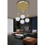 Alize Modern Sarkıt Cam 4 Top LED Avize - - Gold
