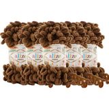 Alize Puffy 321 El Örgü Ipliği 5'li Paket - 321 Kahve Moka - 100 Gr. 9 Mt. Parmak Örgü Ipi