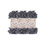 Alize Puffy 3’Lü Paket El Örgü İpi - Şişsiz – 100G X 3 Adet – Renk No: 87 - Koyu Gri